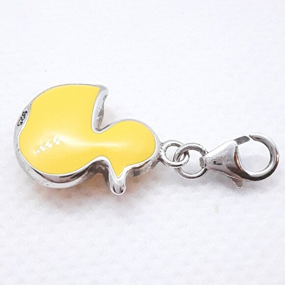 New sterling silver and yellow enamel duck charm.  Lobster claw clasp. - Picture 2 of 7